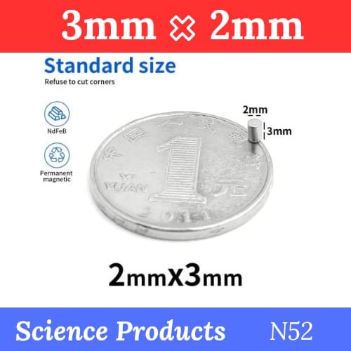 100 PCS Super Magnets 3mm × 2mm N52