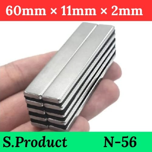 N55 Neodymium Magnets 60mm × 11mm × 2mm – 5 PCS Super Thin High Strength Magnets